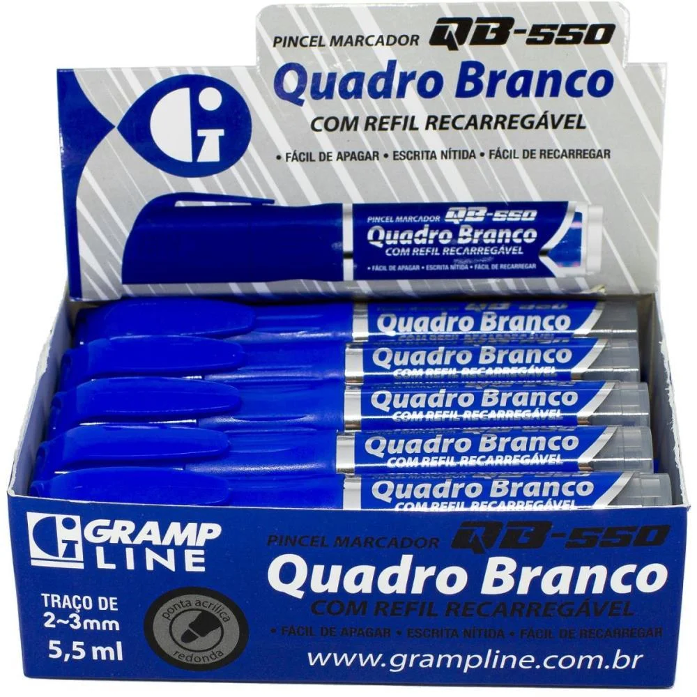 PINCEL QUADRO BRANCO QB550 RECARREGAVEL AZUL GRAMP LINE (DP.C/10)