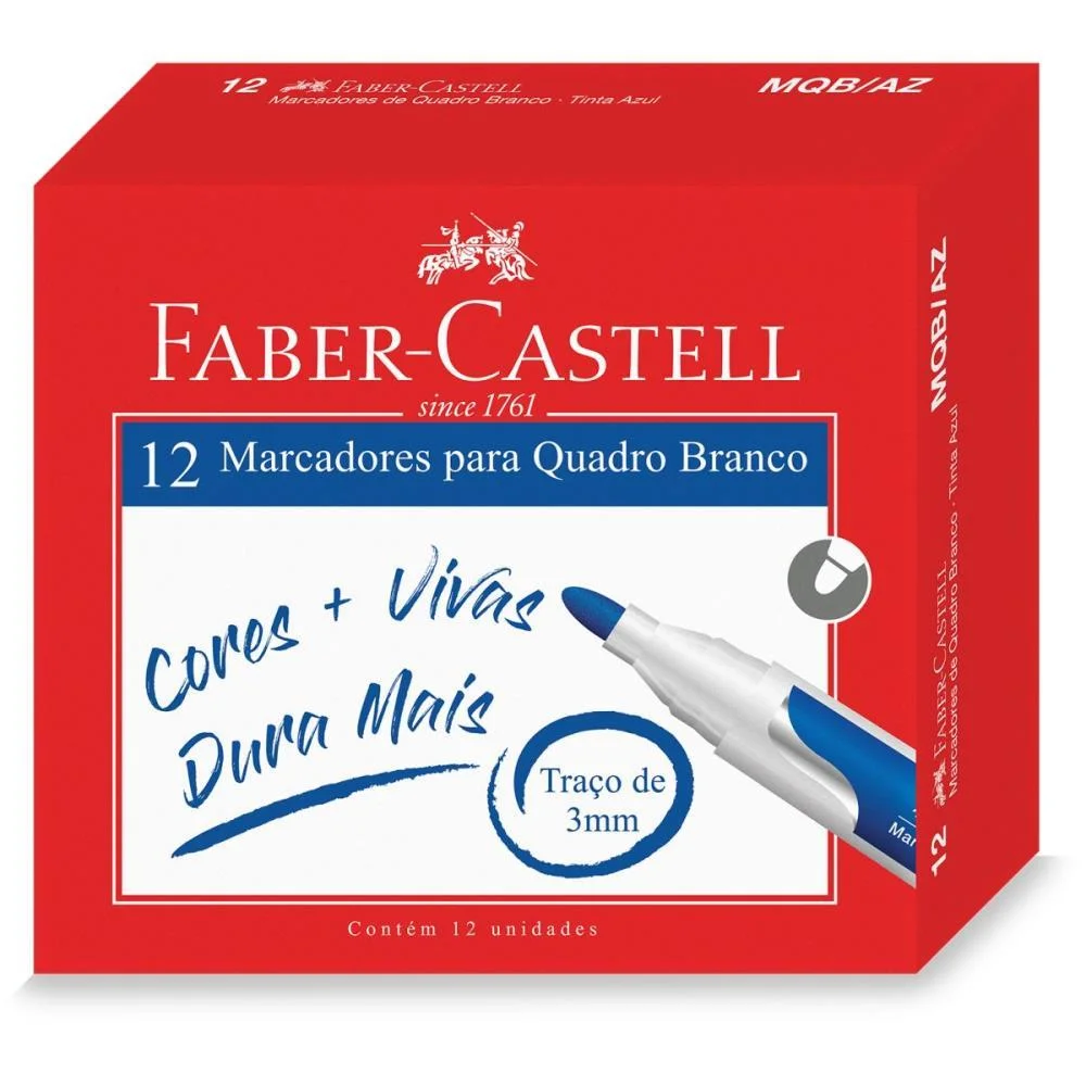 PINCEL QUADRO BRANCO AZUL FABER-CASTELL (CX.C/12)