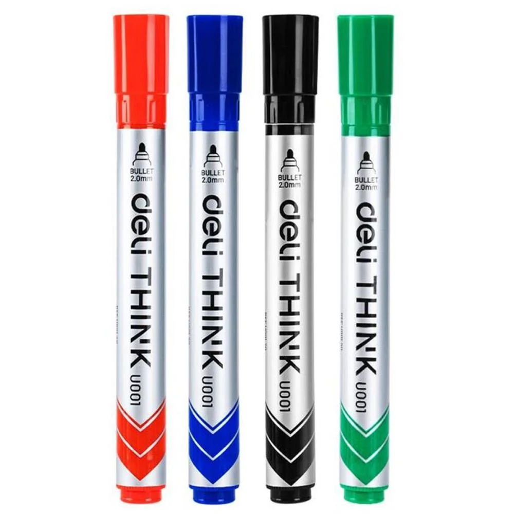 PINCEL QUADRO BRANCO PONTA REDONDA 2,0MM 4 CORES DELI (BLISTER)