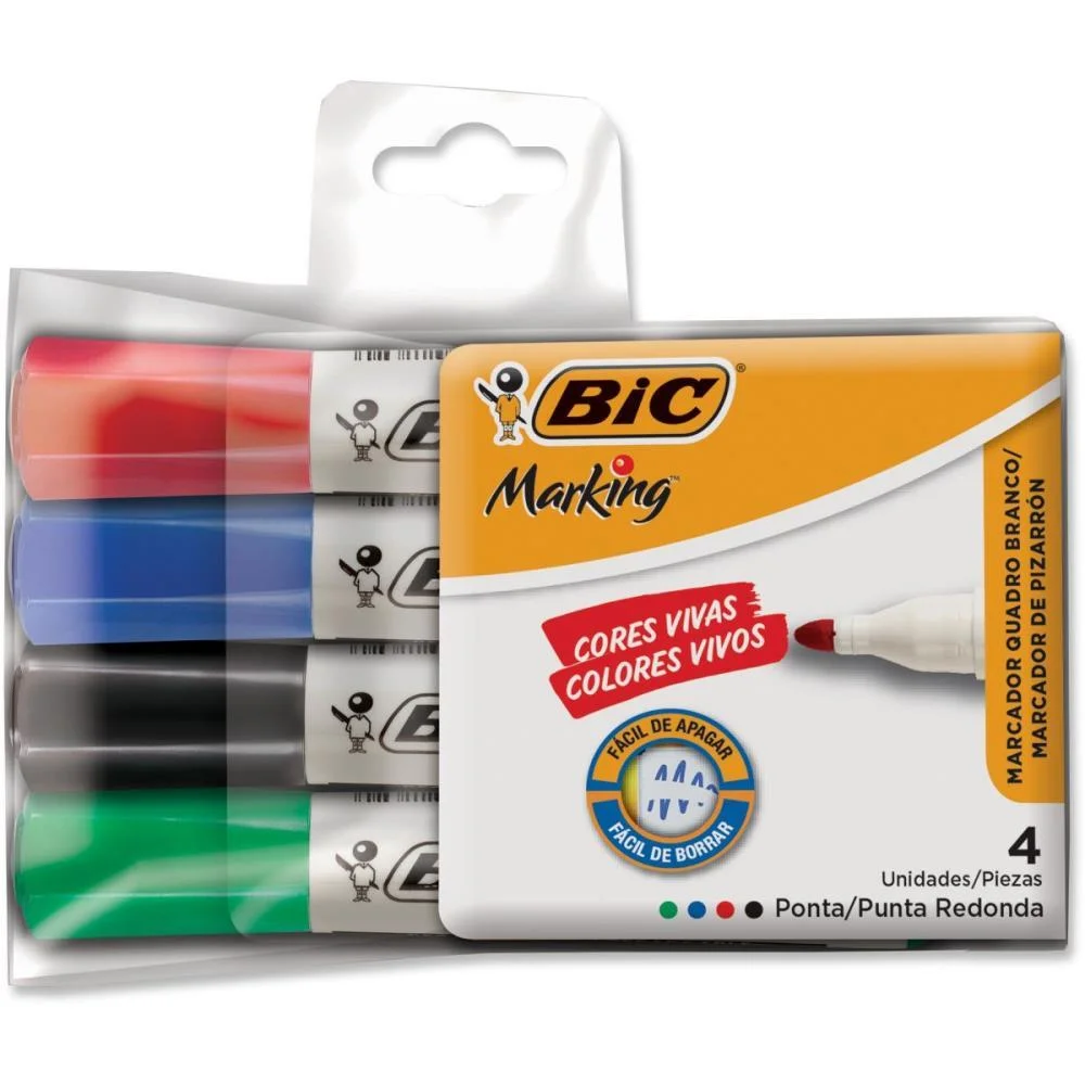 PINCEL QUADRO BRANCO MARKING C/ 04CORES AZ+VM+VD+PT BIC (UNIDADE)