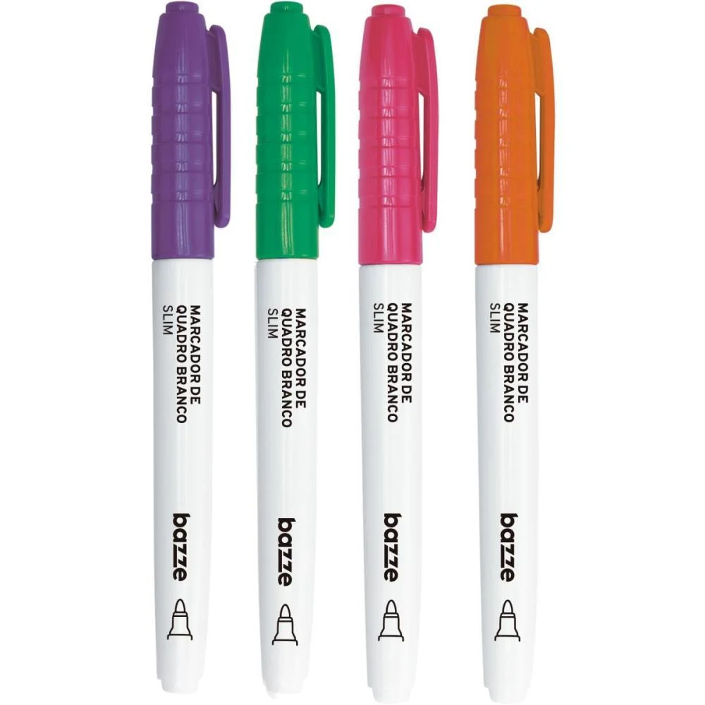 PINCEL QUADRO BRANCO BAZZE PONTA REDONDA 4 CORES SUMMIT (BLISTER)