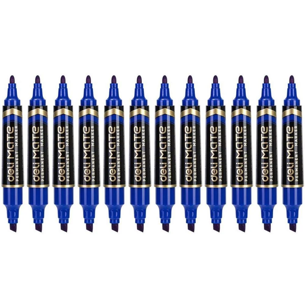 PINCEL MARCADOR PERMANENTE PONTA CHANFRADA DUAS PONTAS AZ DELI (CX.C/10)