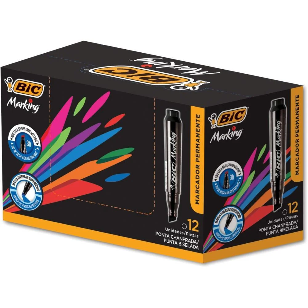 PINCEL MARCADOR PERMANENTE MARKING PRETO BIC (CX.C/12)