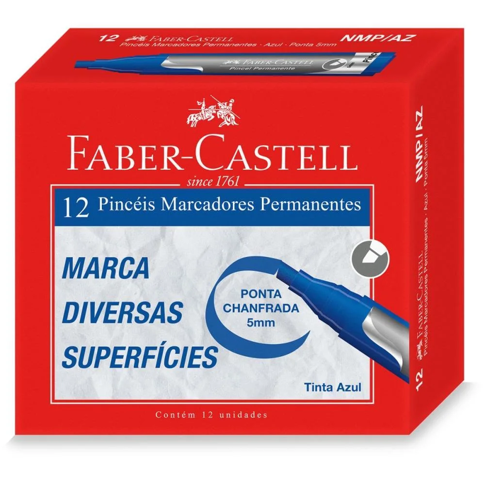 PINCEL MARCADOR PERMANENTE AZUL FABER-CASTELL (CX.C/12)