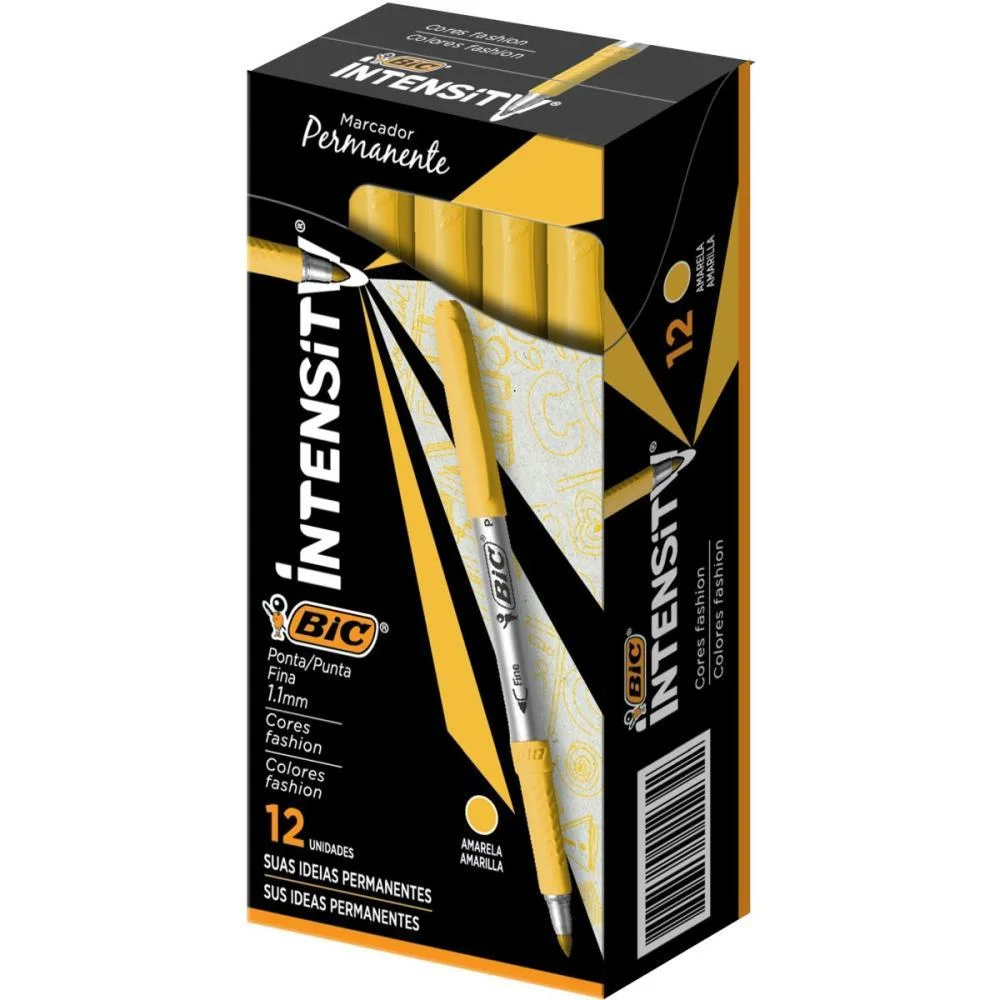 PINCEL MARCADOR PERMANENTE MARKING FASHION 1.1MM AMARELO BIC (CX.C/12)