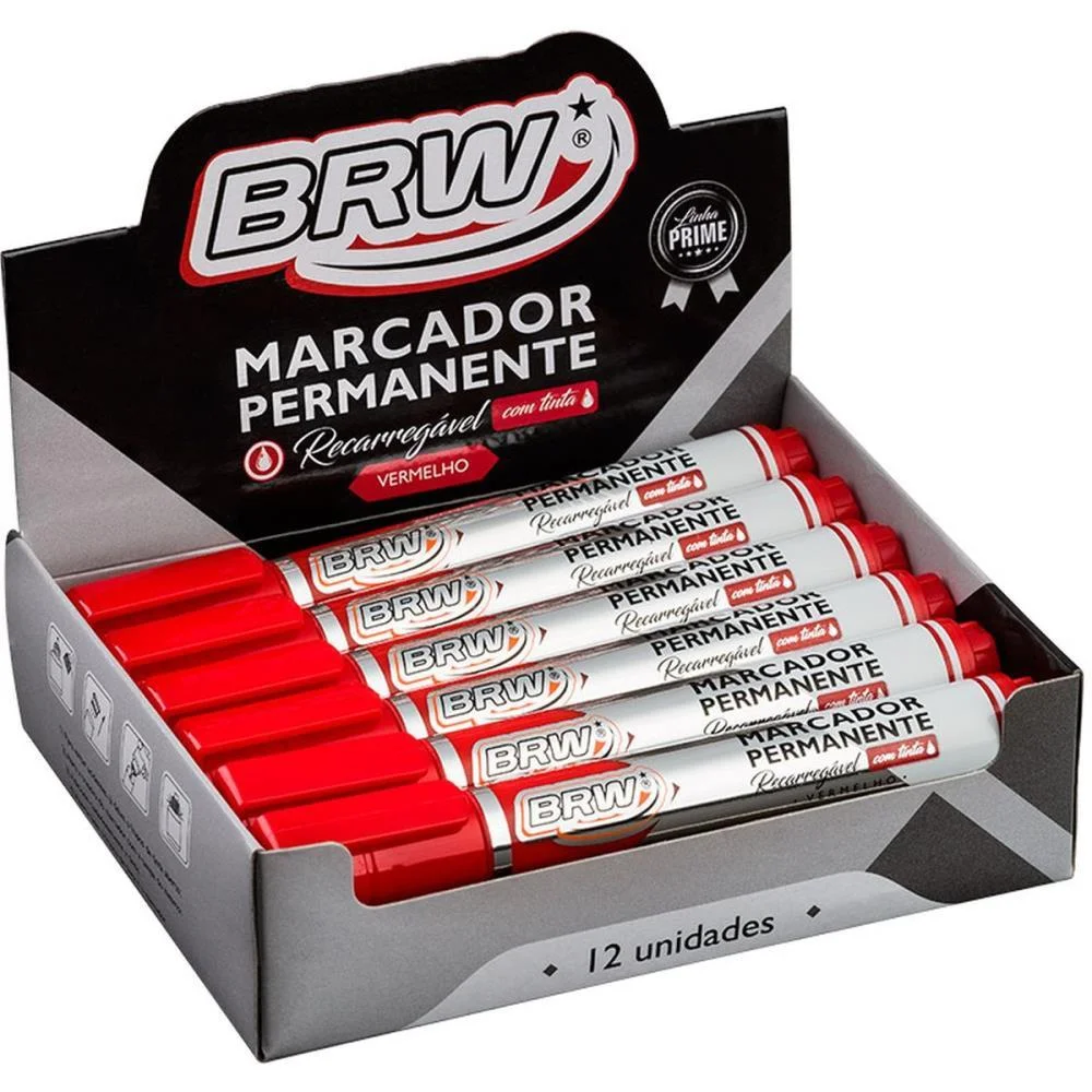 PINCEL MARCADOR PERMANENTE LINHA PRIME RECARREGAVEL VM. BRW (CX.C/12)
