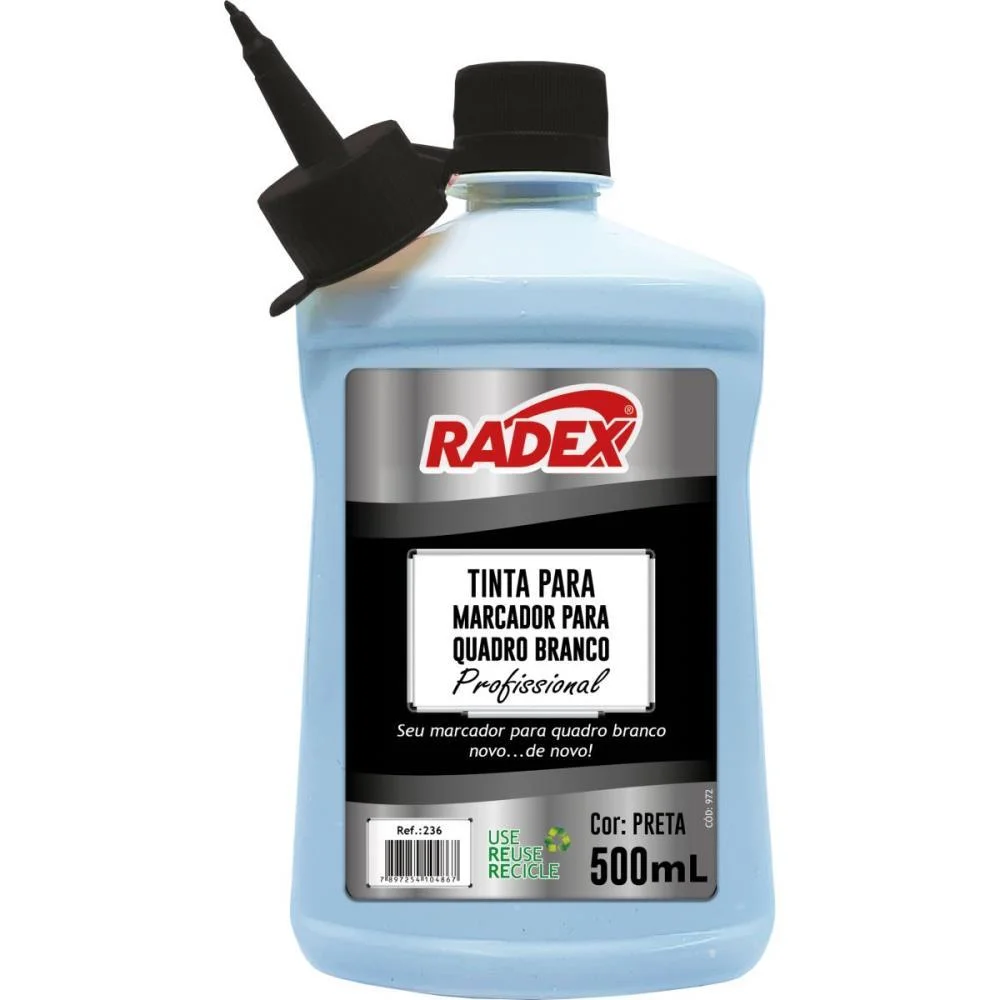 TINTA MARCADOR QUADRO BRANCO REABASTECEDOR 500ML PRETO RADEX (UNIDADE)