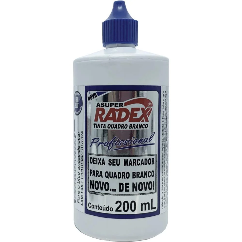 TINTA MARCADOR QUADRO BRANCO REABASTECEDOR 200ML AZUL RADEX (UNIDADE)