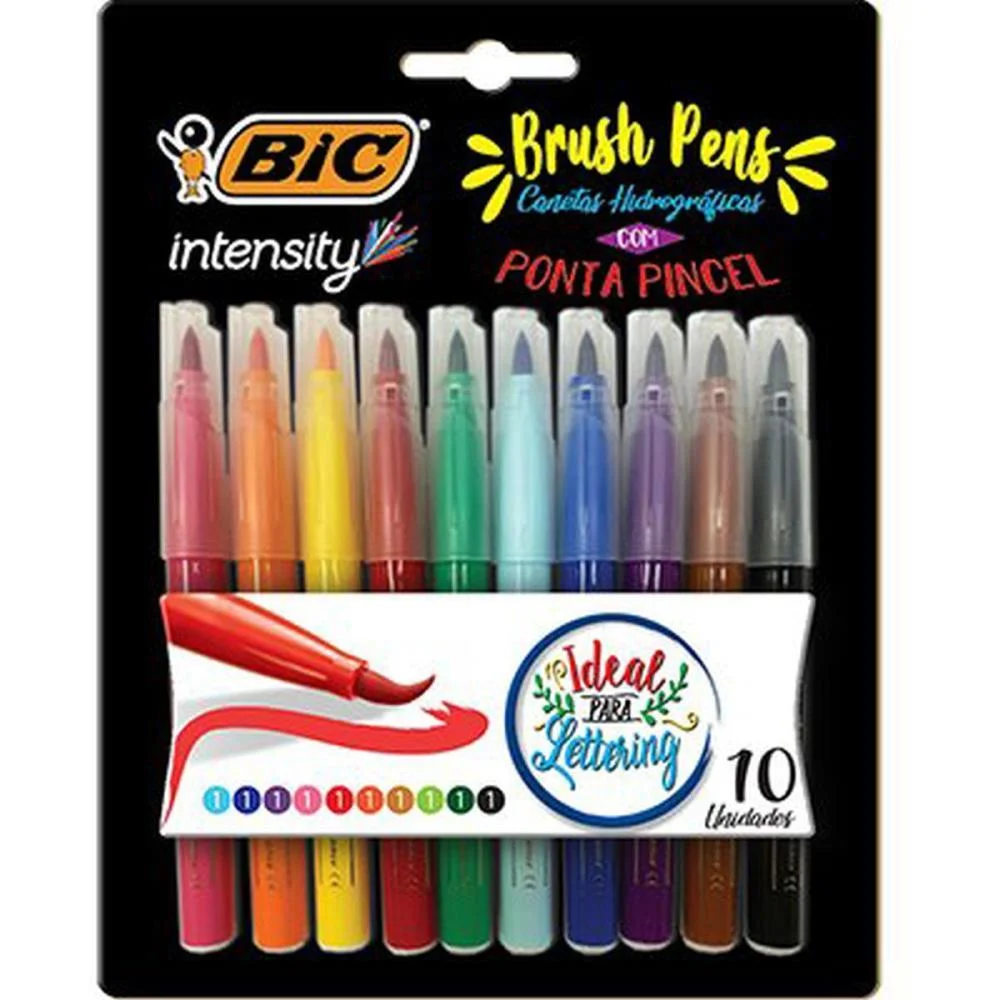 MARCADOR ARTISTICO INTENSITY BRUSH PENS 10 CORES BIC (ESTOJO)