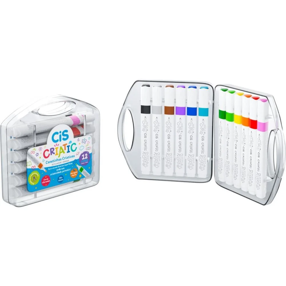 MARCADOR ARTISTICO CIS CRIATIC INFANTIL 12 CORES SERTIC (ESTOJO)