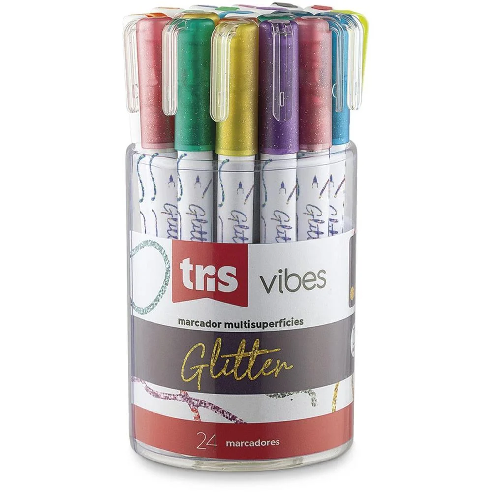 MARCADOR ARTISTICO TRIS VIBES 8 CORES C/GLITTER SUMMIT (POTE-24)