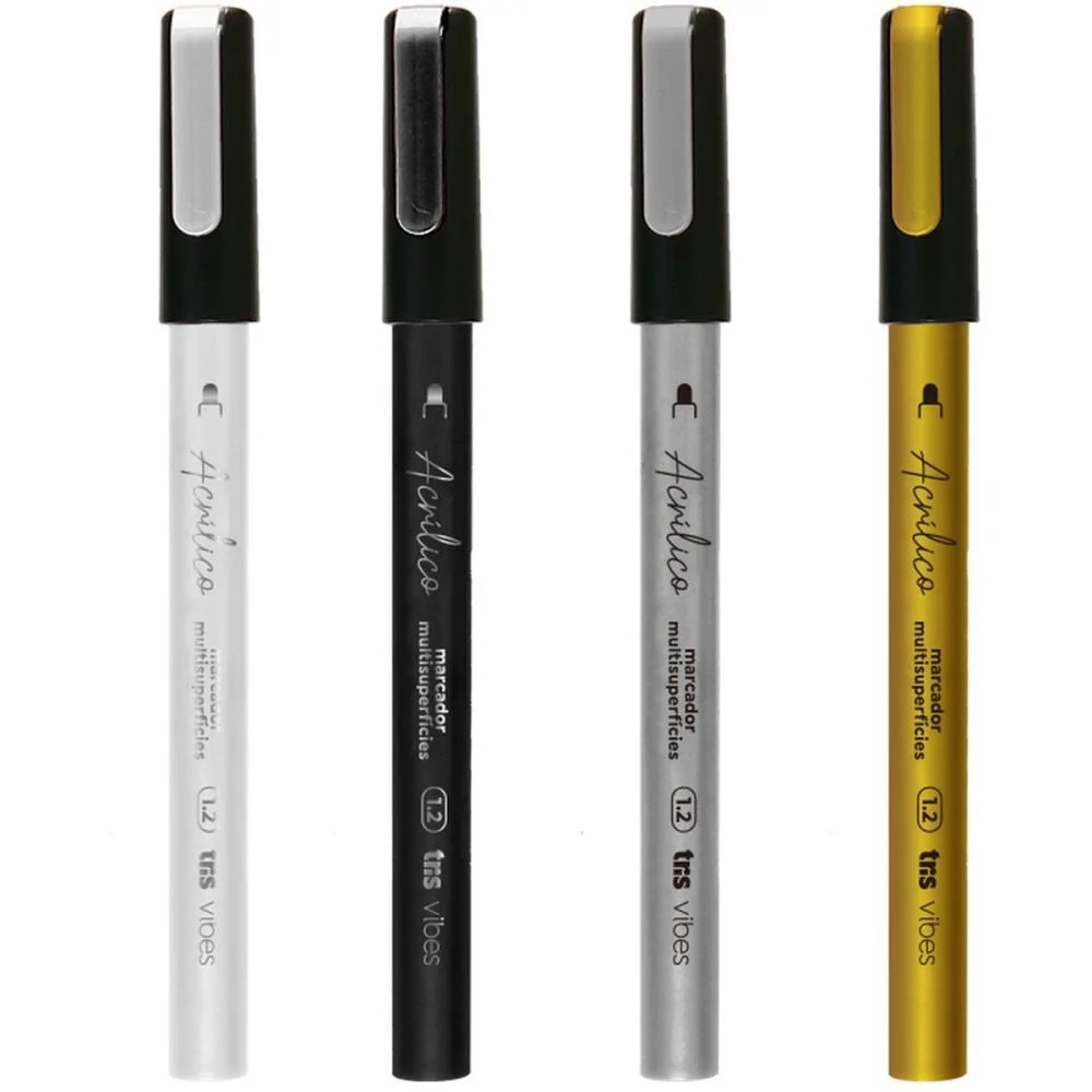MARCADOR ARTISTICO TRIS VIBES ACRILICO 4 CORES SUMMIT (POTE-24)