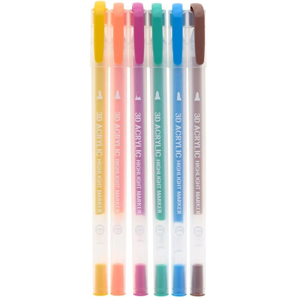 MARCADOR ARTISTICO ACRYLIC 3D 6 CORES VIBRANTES MOLIN (ESTOJO)