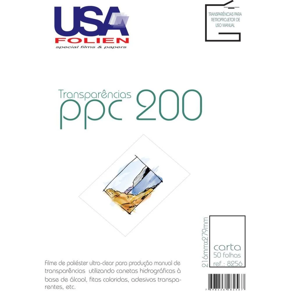 TRANSPARENCIA RETROPROJETOR MANUAL CARTA S/TARJA 50MC USA FOLIEN (CX.C/50)