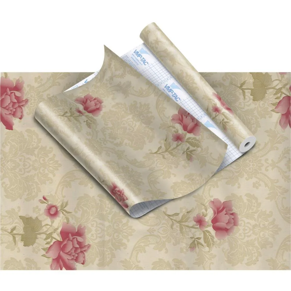 PLASTICO ADESIVO 45CMX10M FLORAL ROSA V.M.P. (ROLO)