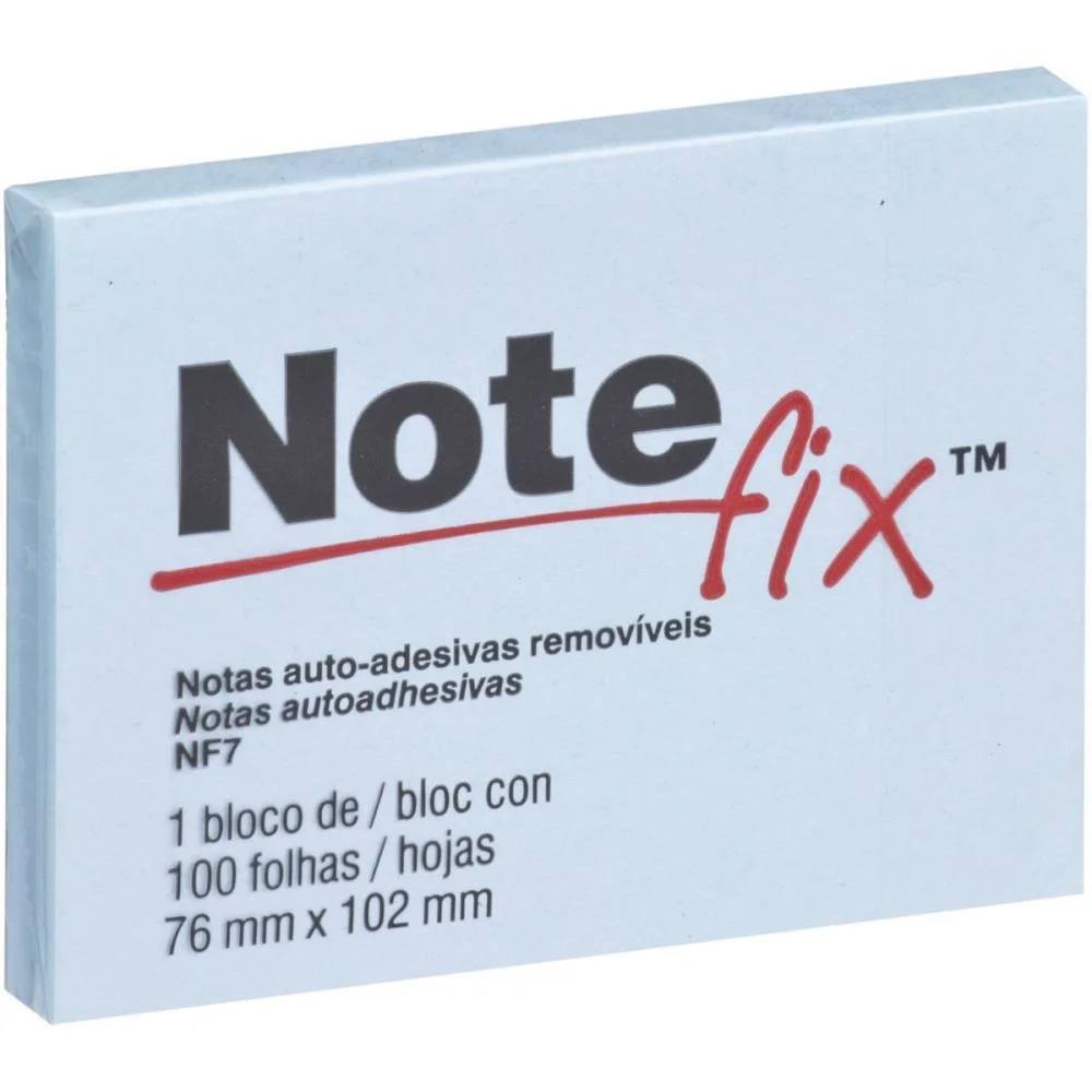 BLOCO DE RECADO AUTOADESIVO NOTEFIX 100F.76MMX102MM AZUL 3M (UNIDADE)