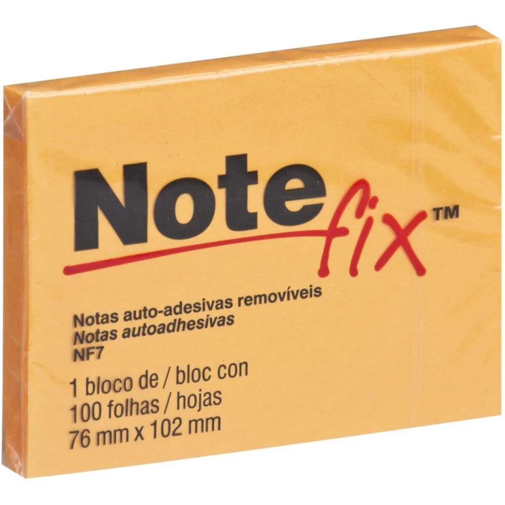 BLOCO DE RECADO AUTOADESIVO NOTEFIX 100F.76MMX102MM LARANJ 3M (UNIDADE)
