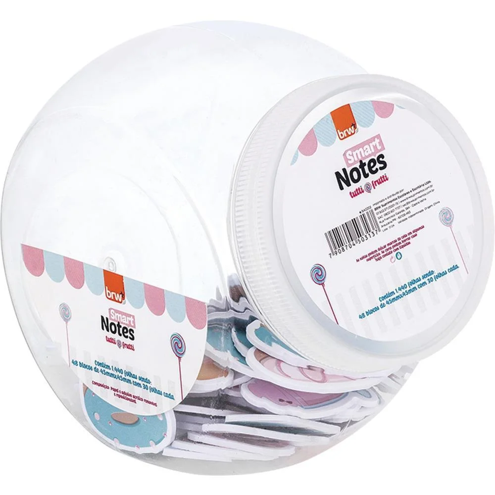 BLOCO DE RECADO AUTOADESIVO SMART TUTTI FRUTTI 45X45MM 30F BRW (POTE-48)