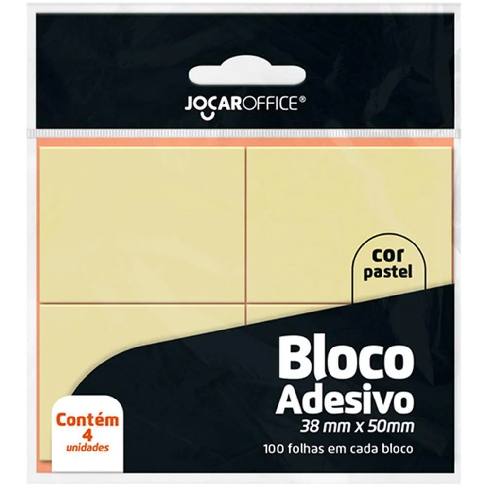 BLOCO DE RECADO AUTOADESIVO AMARELO PASTEL 38X50MM 100FLS. LEONORA (BL.C/04)