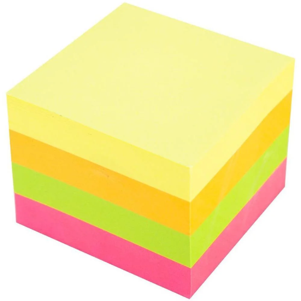BLOCO DE RECADO AUTOADESIVO 51X51MM CUBINHO FLUORESC.4X100 DELI (UNIDADE)