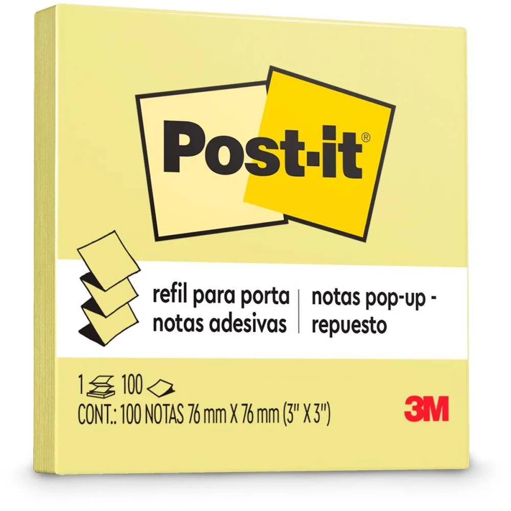 BLOCO DE RECADO POST-IT POP UP REFIL RR330 76X76 AMAR. 3M (UNIDADE)