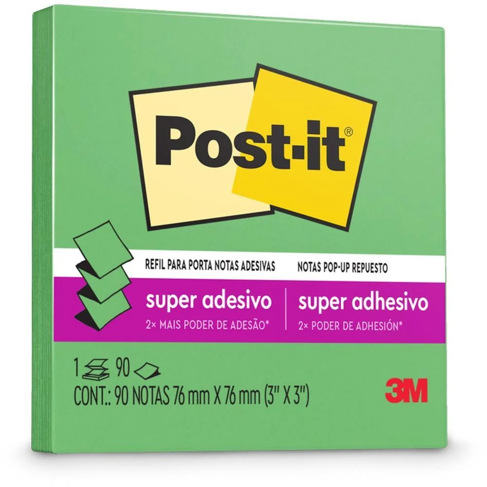 BLOCO DE RECADO POST-IT POP UP REFIL R330 76X76 VD.LM 3M (UNIDADE)