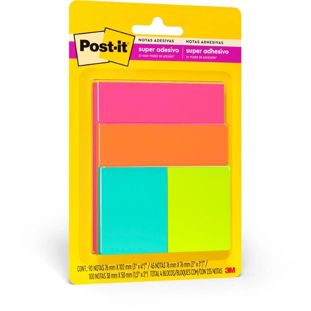 BLOCO DE RECADO POST-IT CASCATA MISTO 3M (PCT.C/04)