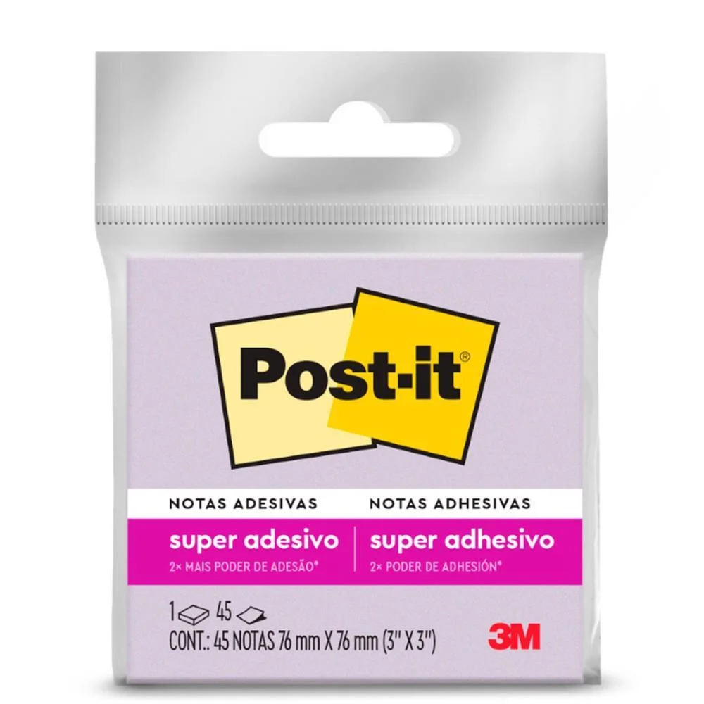BLOCO DE RECADO POST-IT 76X76MM ROXO 45FLS 3M (UNIDADE)