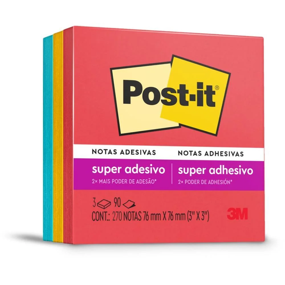 BLOCO DE RECADO POST-IT COLECAO DIVERSAO 76X76MM 3M (PCT.C/03)
