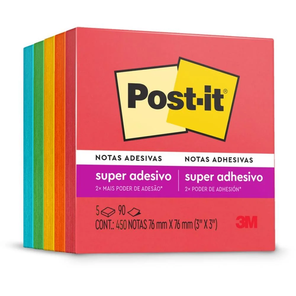 BLOCO DE RECADO POST-IT COLECAO DIVERSAO 76X76MM 3M (PCT.C/450FL)