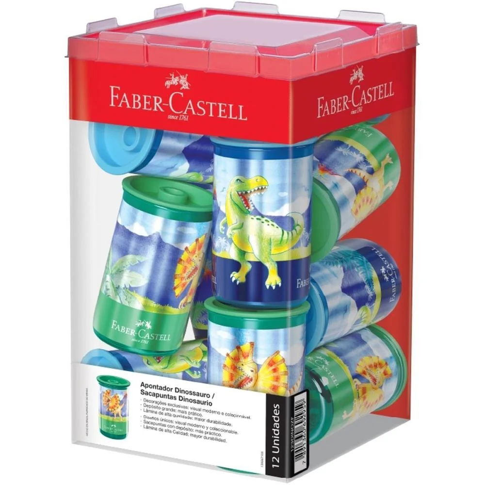 APONTADOR COM DEPOSITO DINOSSAURO 2 MODELOS FABER-CASTELL (DP.C/12)