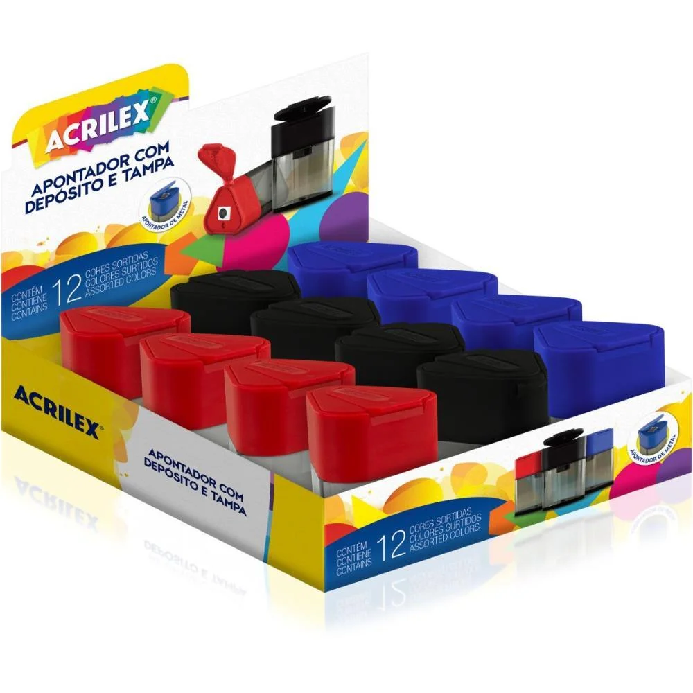 APONTADOR COM DEPOSITO FUME TAMPA TRIANGULAR (S) ACRILEX (DP.C/12)