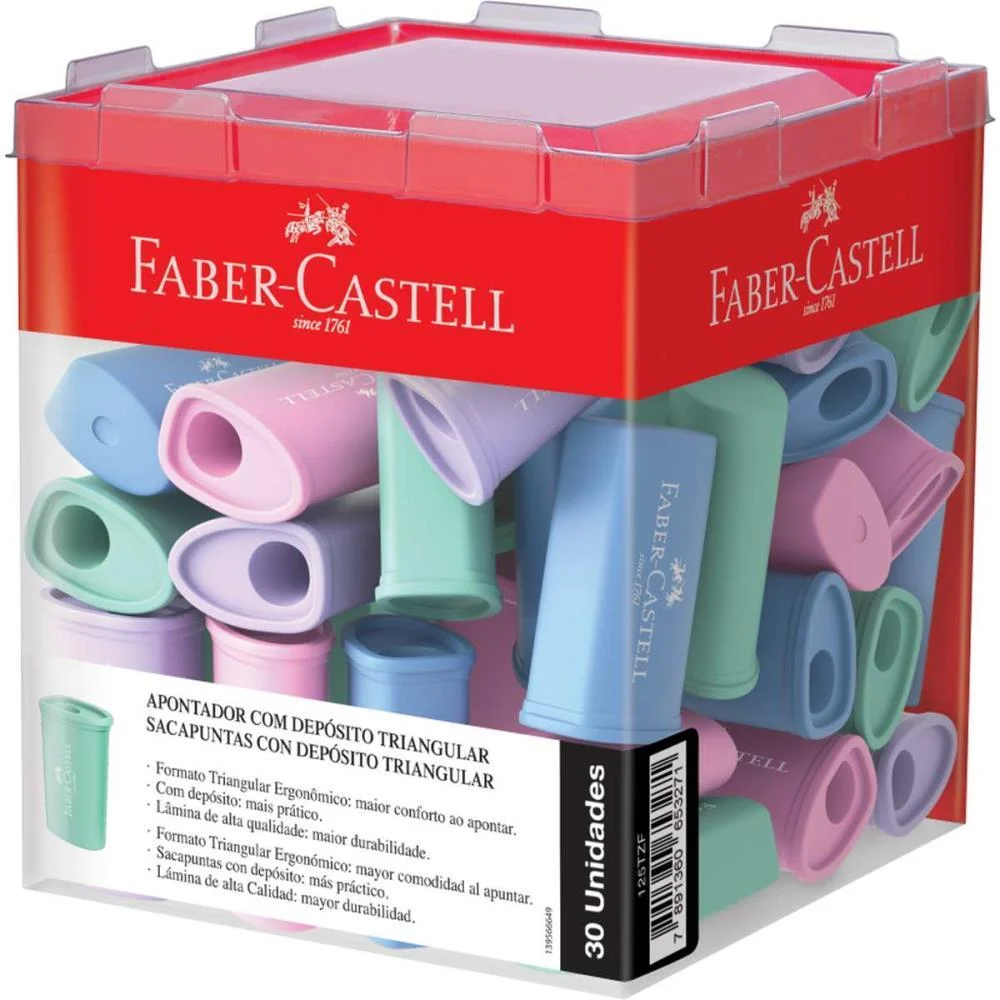 APONTADOR COM DEPOSITO TRIANGULAR 4CORES PASTEL FABER-CASTELL (DP.C/30)