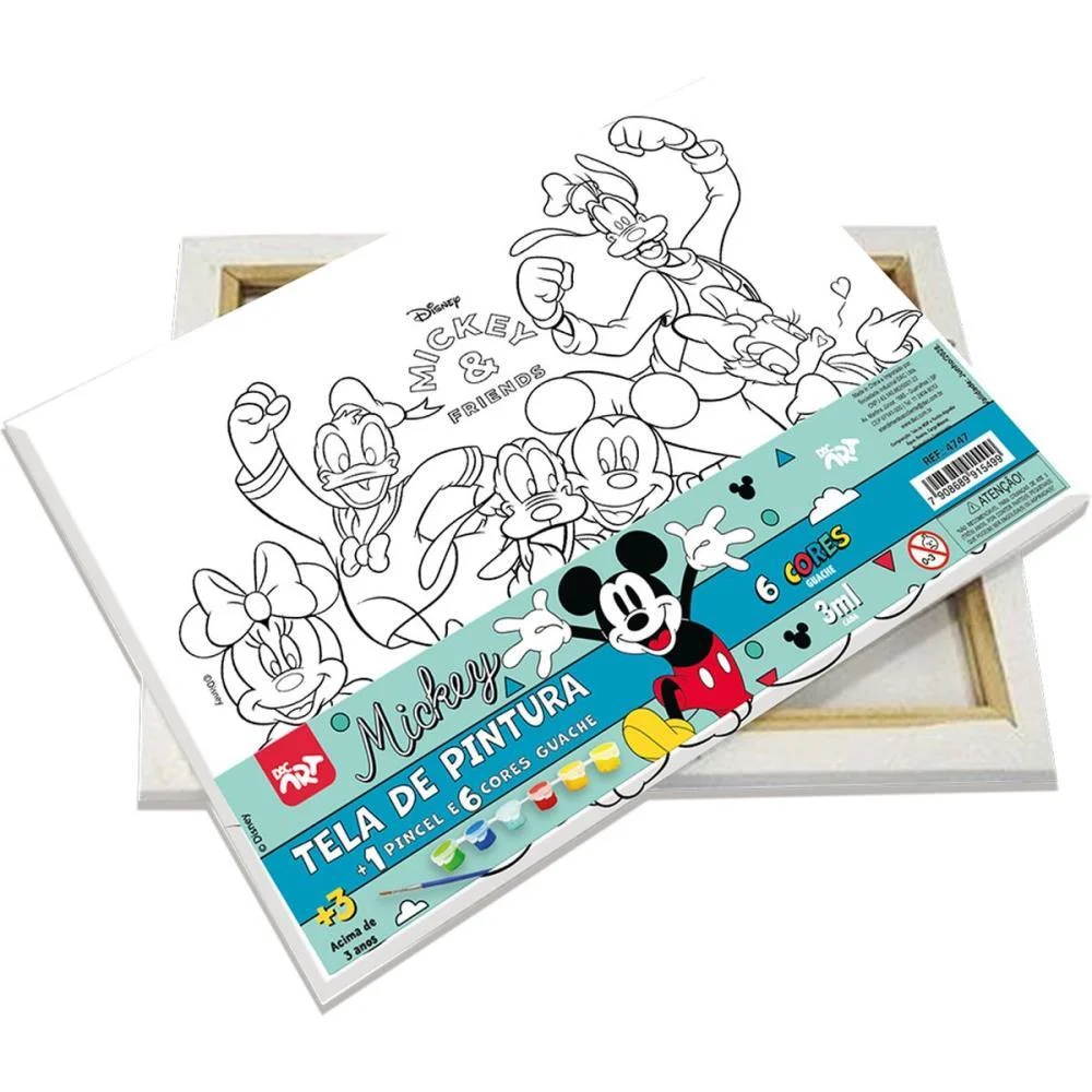 BRINQUEDO PARA COLORIR MICKEY TINTA GUACHE C/TELA DAC (KIT)