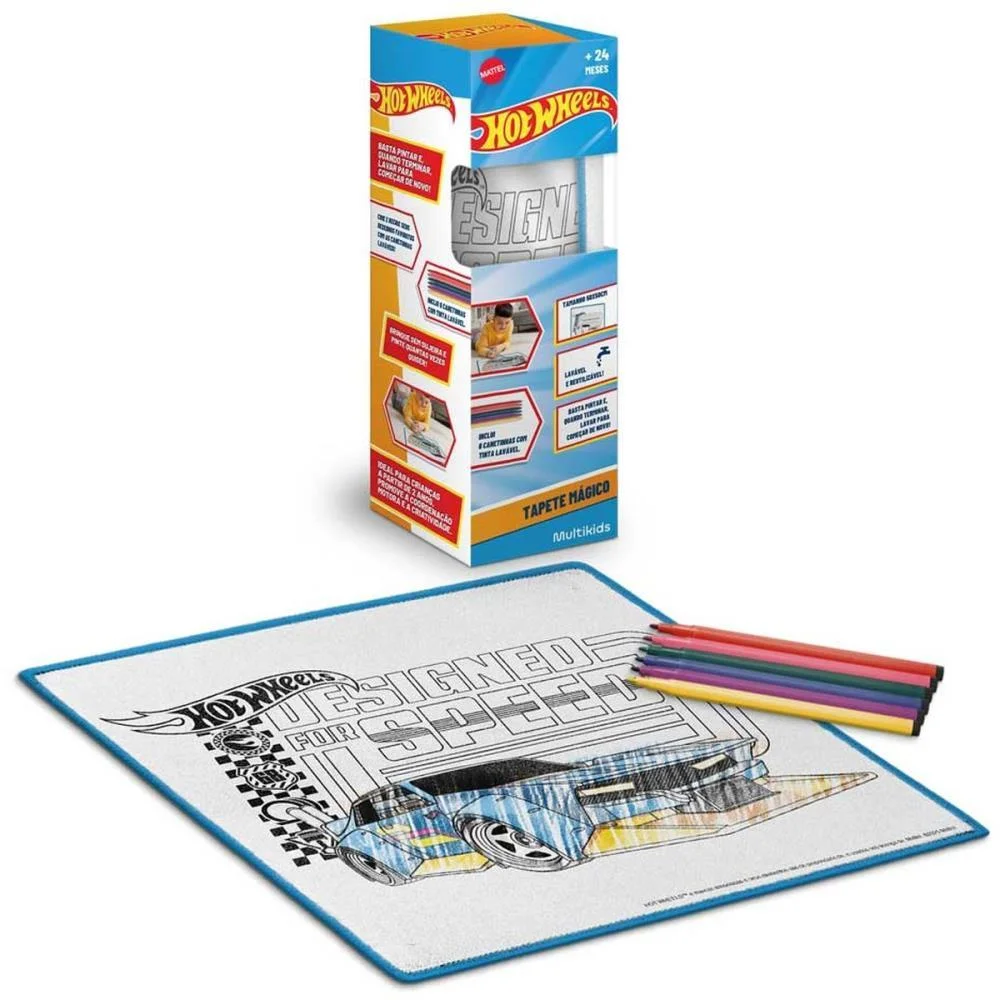 BRINQUEDO PARA COLORIR TAPETE MÁGICO ACQUA HOT WHEELS MULTIKIDS (UNIDADE)
