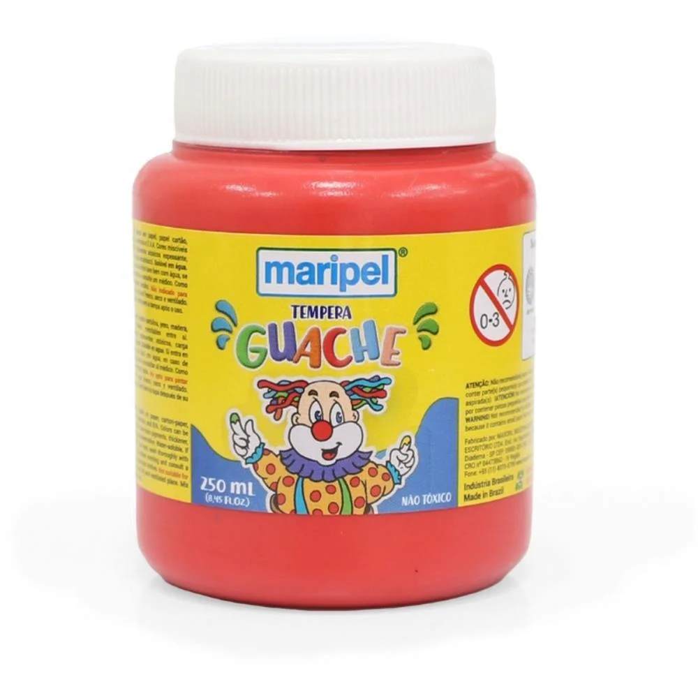 TINTA GUACHE 250ML VERMELHO MARIPEL (CX.C/06)
