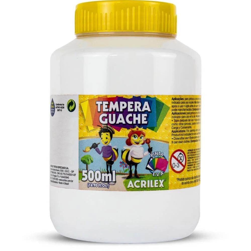 TINTA GUACHE 500ML BRANCO ACRILEX (CX.C/06)