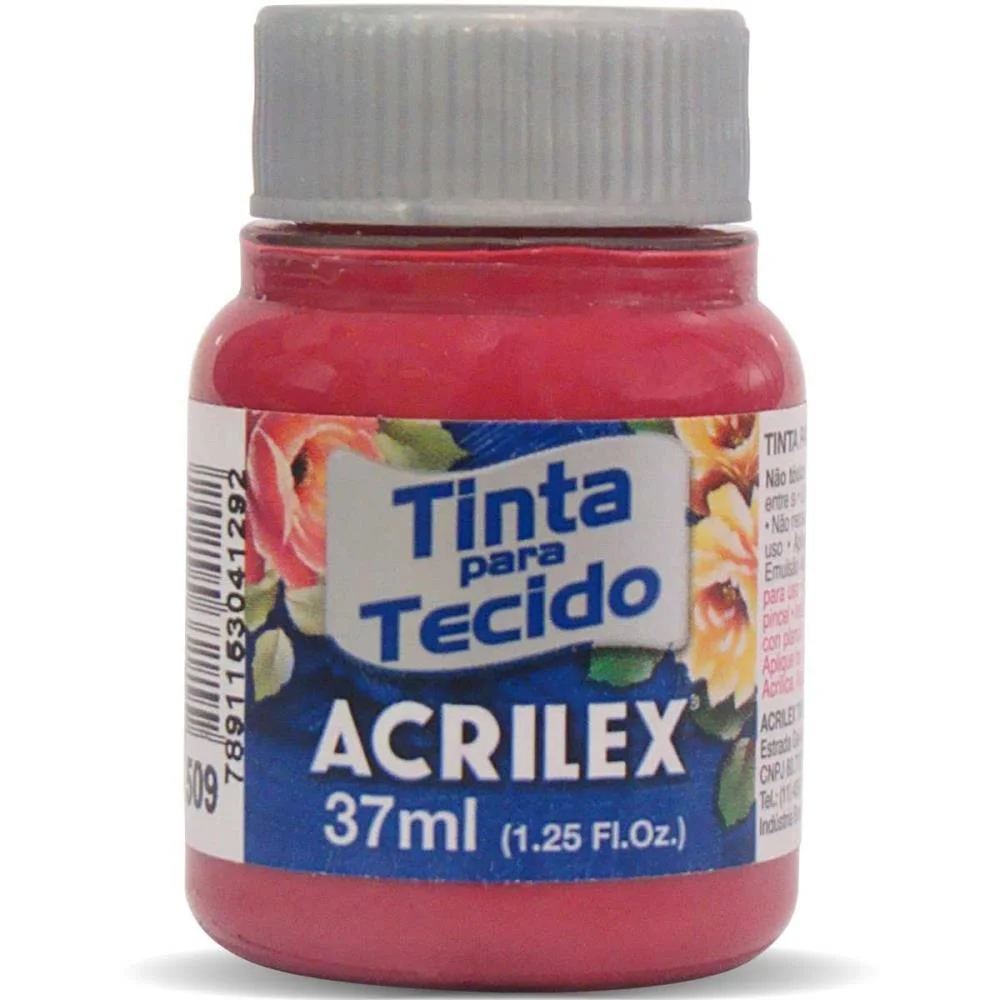 TINTA PARA TECIDO FOSCA 37ML VERMELHO CARMIM ACRILEX (DUZIA)