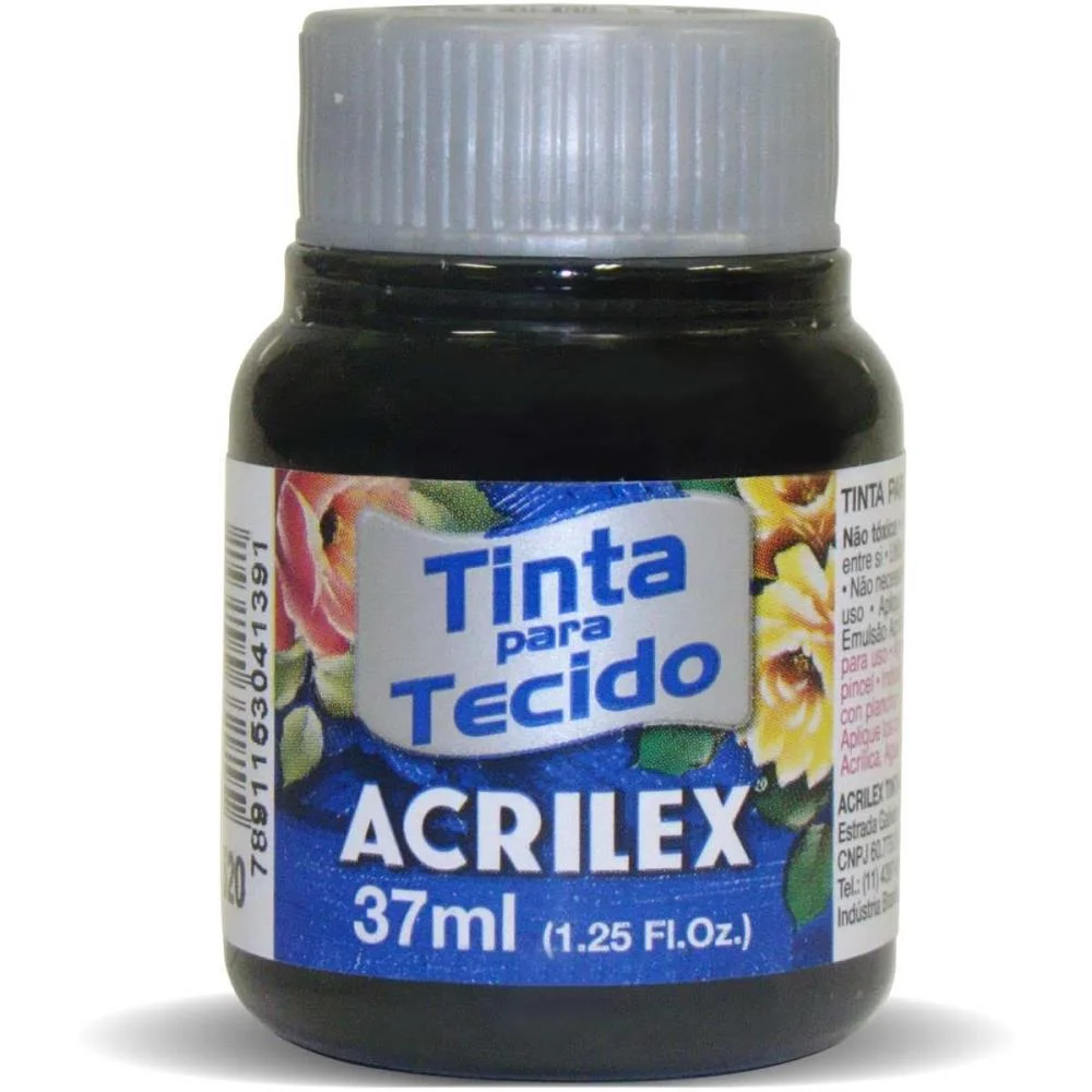 TINTA PARA TECIDO FOSCA 37ML PRETO ACRILEX (DUZIA)