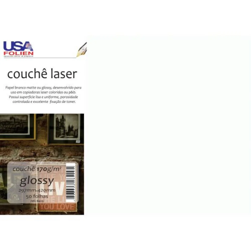 PAPEL A3 COUCHE LASER GLOSSY 297X420MM 170G. USA FOLIEN (PCT.C/50)