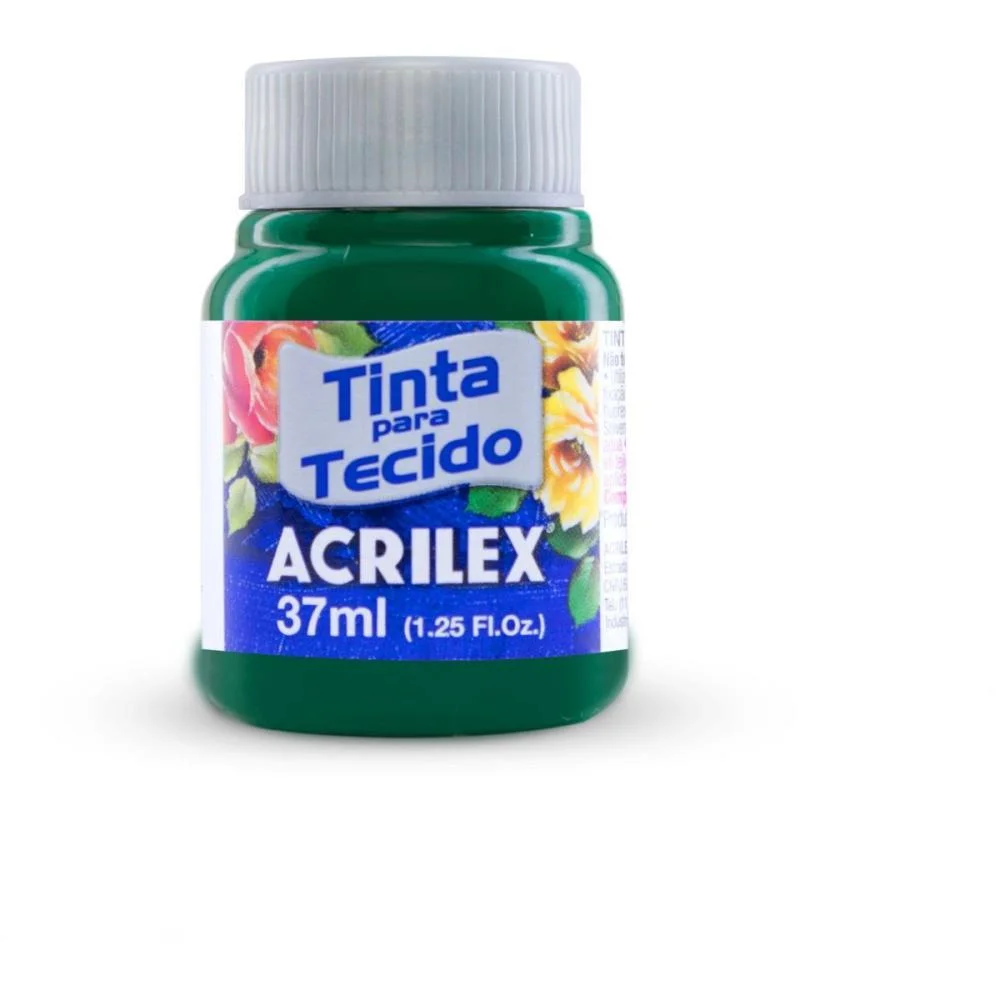 TINTA PARA TECIDO FOSCA 37ML VERDE BANDEIRA ACRILEX (DUZIA)