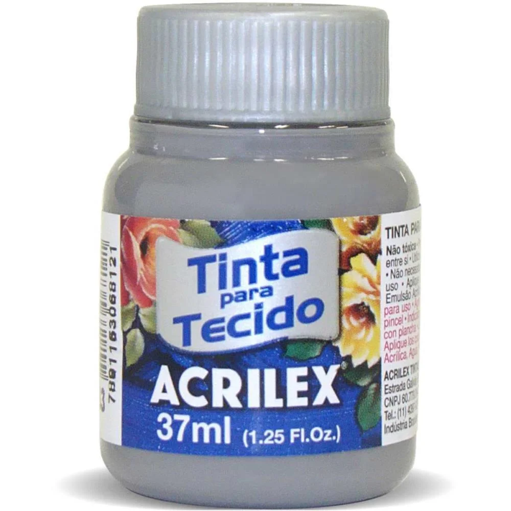 TINTA PARA TECIDO FOSCA 37ML CINZA ACRILEX (DUZIA)