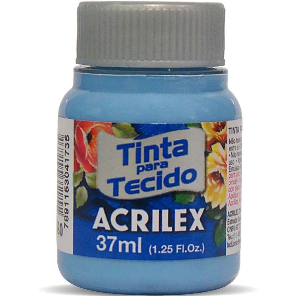 TINTA PARA TECIDO FOSCA 37ML AZUL CARIBE ACRILEX (DUZIA)