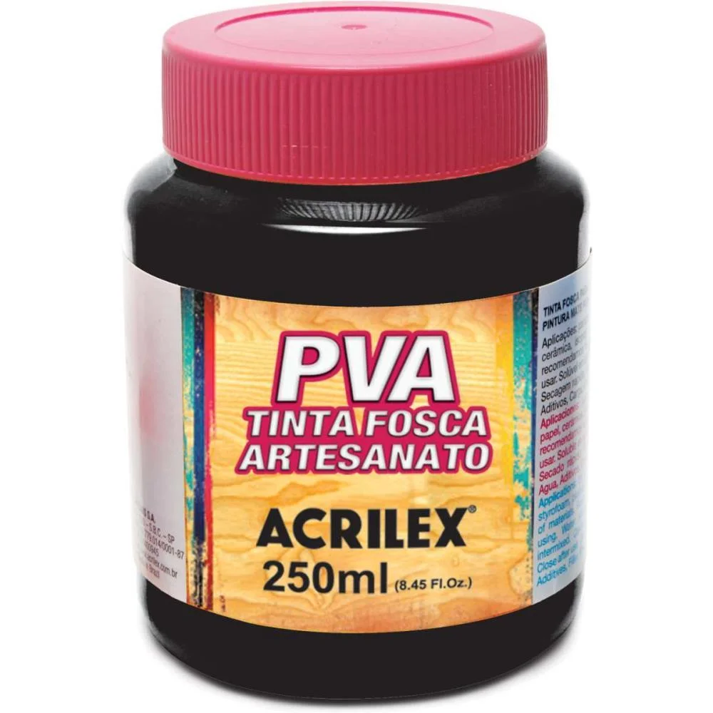 TINTA PVA 250ML. PRETO ACRILEX (PCT.C/03)