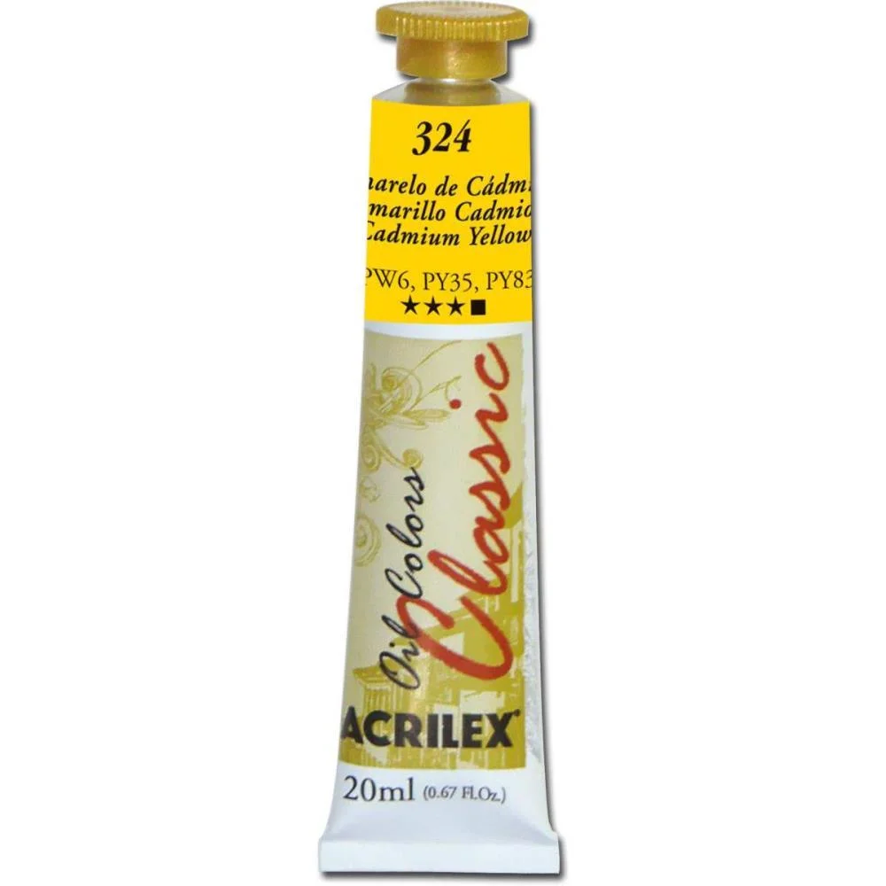 TINTA A OLEO OIL COLORS 20ML AMARELO CADMIO ACRILEX (CX.C/06)