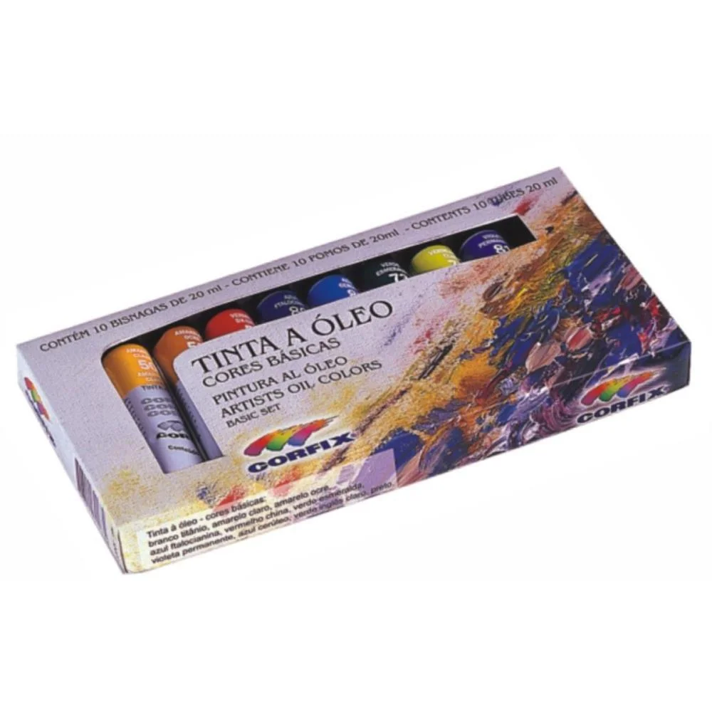 TINTA A OLEO 10 CORES BISNAGA 20ML CORFIX (BLISTER)