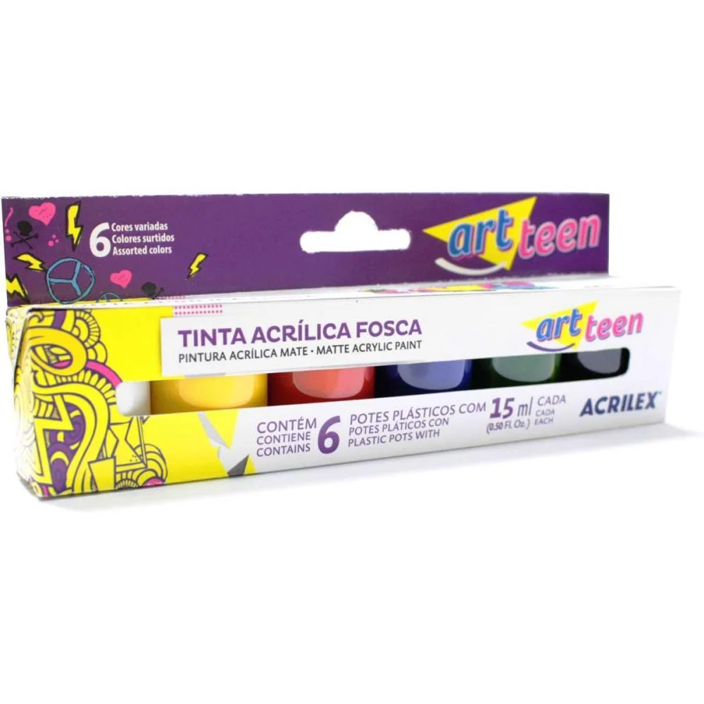 TINTA ACRILICA ACRYLIC COLORS 15ML 6 CORES ACRILEX (PCT.C/03)