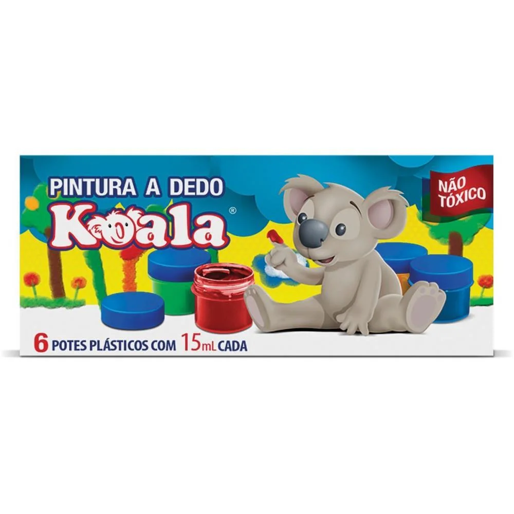 TINTA PINTURA A DEDO 06 CORES 15ML KOALA DELTA (ESTOJO)