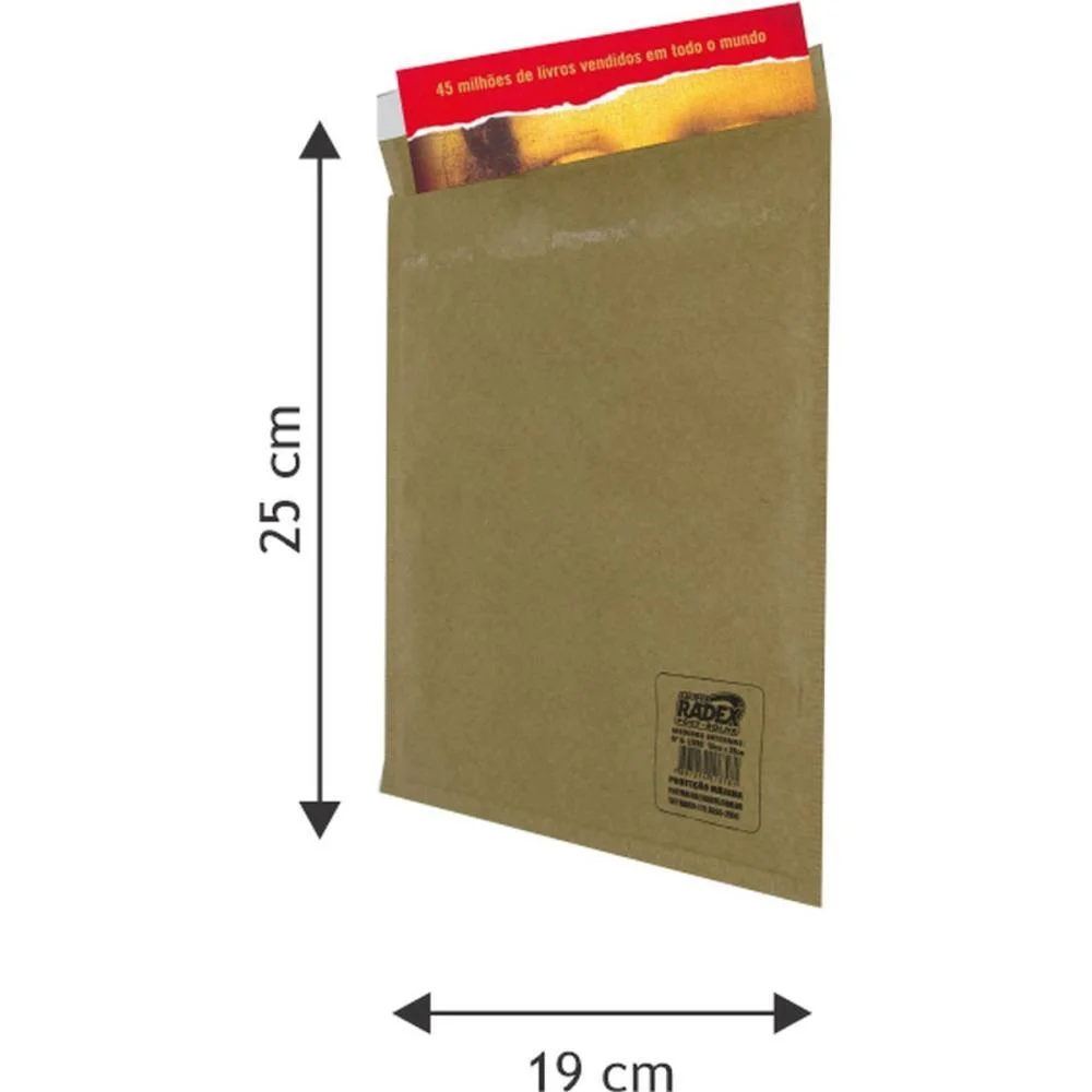 ENVELOPE BOLHA POSTBOLHA PAPEL KRAFT N6 19X25 RADEX (PCT.C/05)