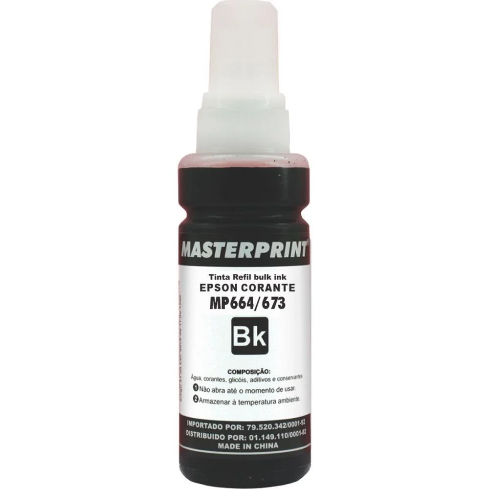 REFIL DE TINTA EPSON COMP. 664 PRETO 100ML. MASTERPRINT (UNIDADE)